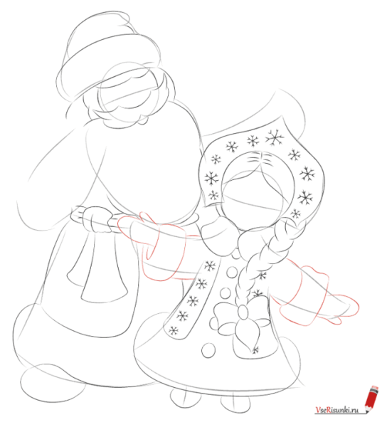 Рисование Деда Мороза и Снегурочки