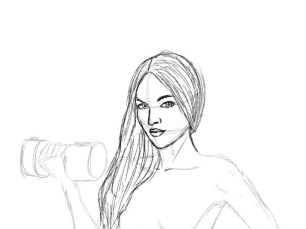 Девушка карандашом в полный рост
