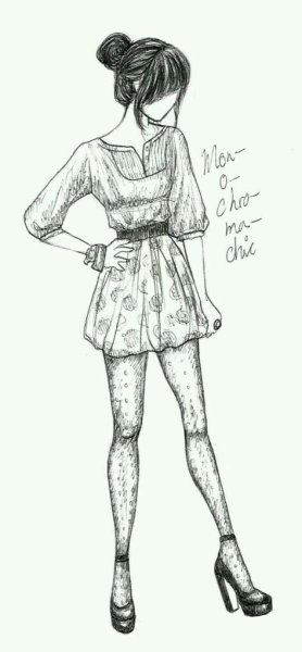 Модные девочки карандашом