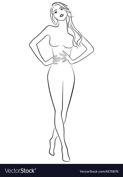 Рисунок девушки в полный рост легко