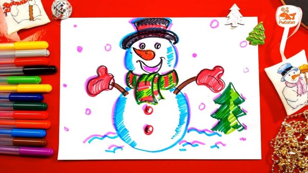 Рисунки на новый год фломастерами