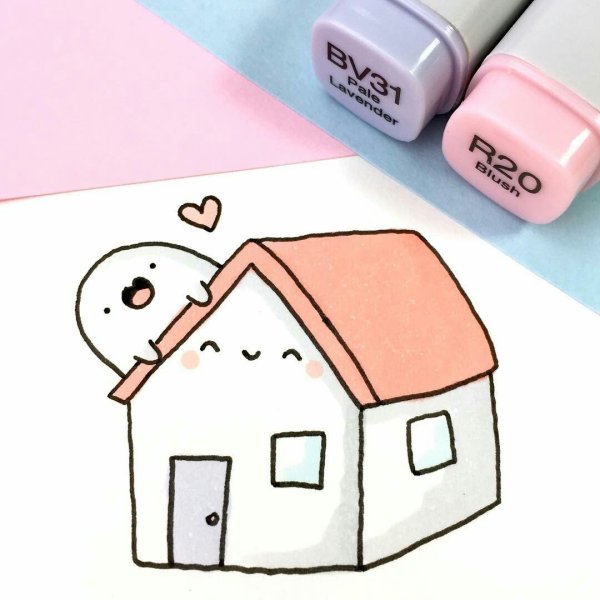 Легкие милые рисуночки фломастерами