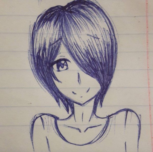 Аниме в тетради ручкой