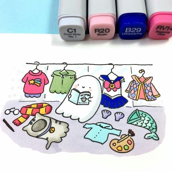 Маленькие рисуночки маркерами