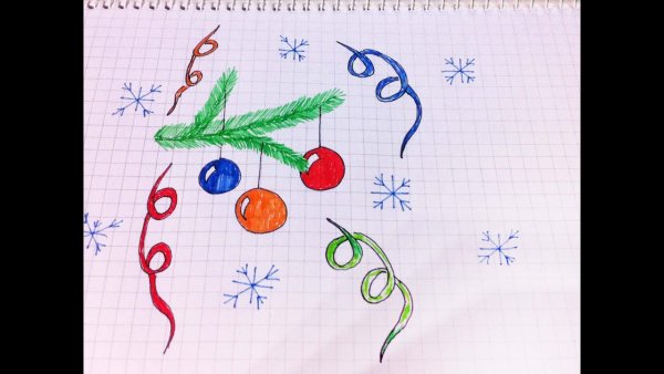Новогодние рисунки в скетчбук легкие