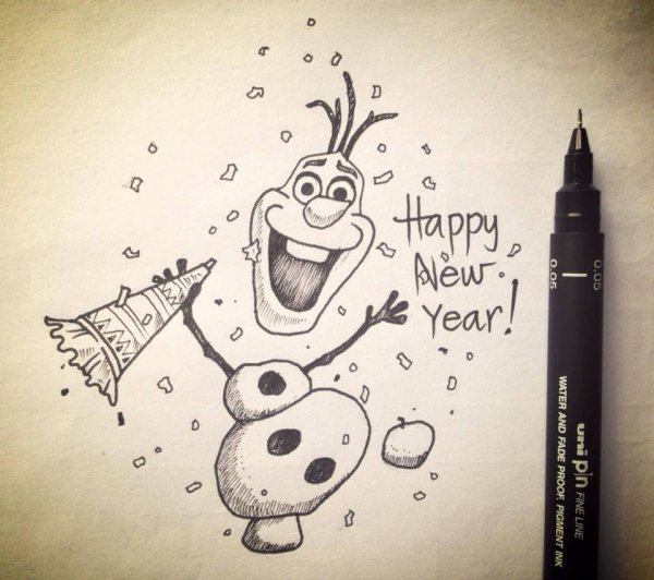 Новогодние рисуночки для скетчбука