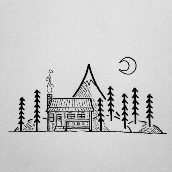 Минималистичные рисунки гелиевой ручкой