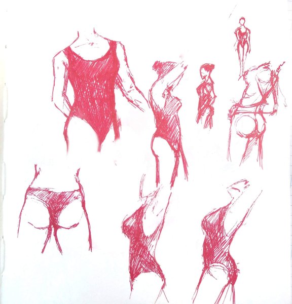 Рисунки красной и черной ручкой легкие