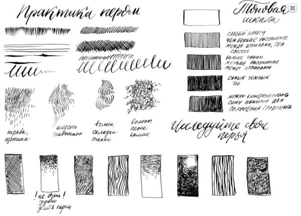Упражнения пером и тушью