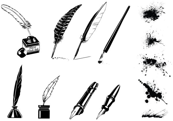 Перьевая ручка сбоку контур