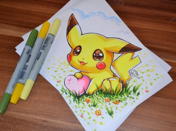 Пикачу маркерами