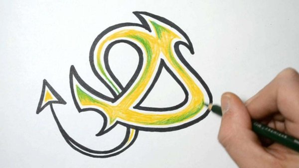 Граффити на бумаге для начинающих маркером