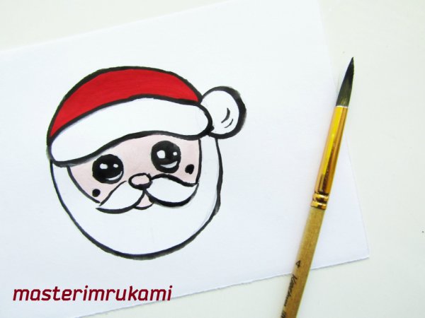 Дед Мороз рисунок фломастерами