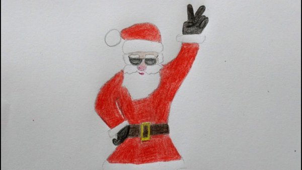 Дед Мороз рисунок фломастерами