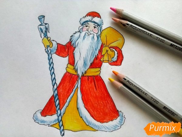 Рисованный маркером дед Мороз