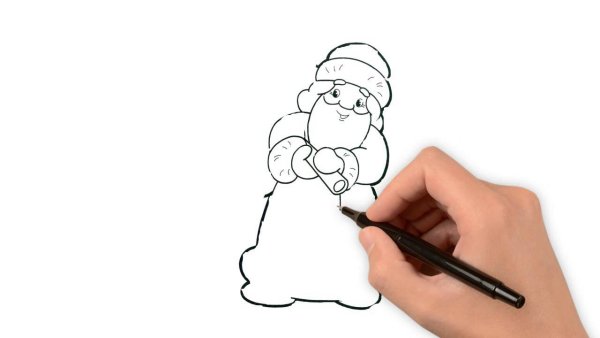 Дед Мороз рисунок маркерами