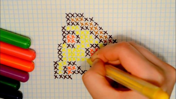 Рисование по клеточкам фломастерами