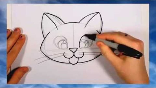 Котик фломастерами лёгкий