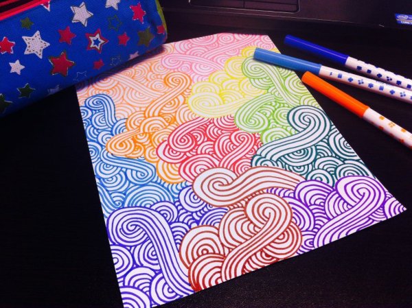 Узоры цветными гелевыми ручками