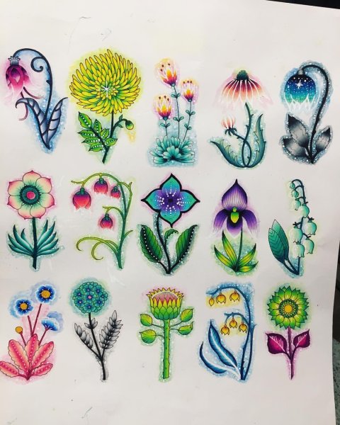 Цветы для рисования фломастерами