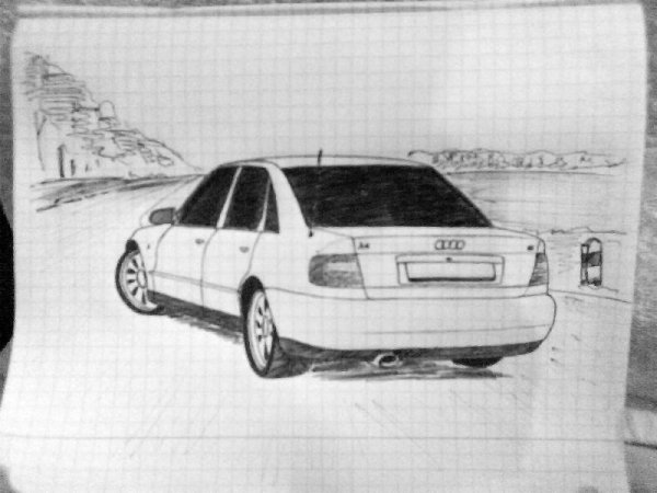 Машина карандашом по клеточкам