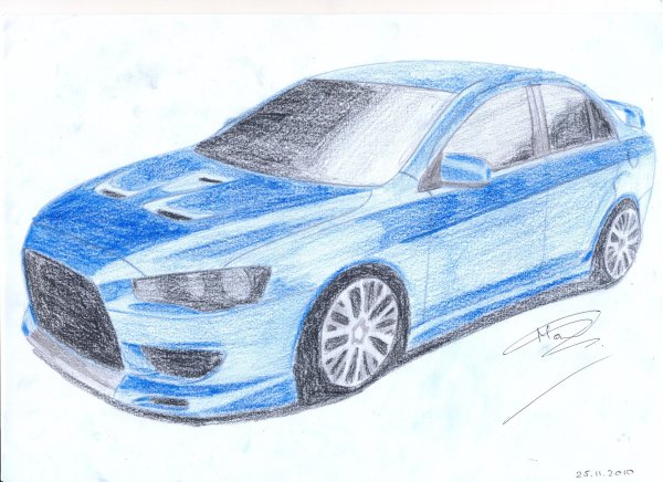 Автомобиль цветным карандашом