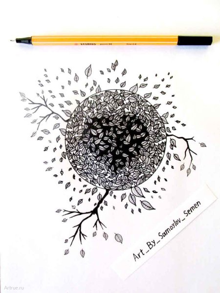 Цветы капиллярной ручкой