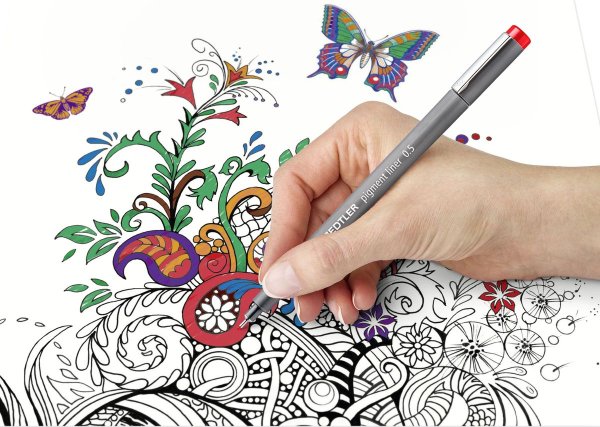 Пейзаж черной ручкой