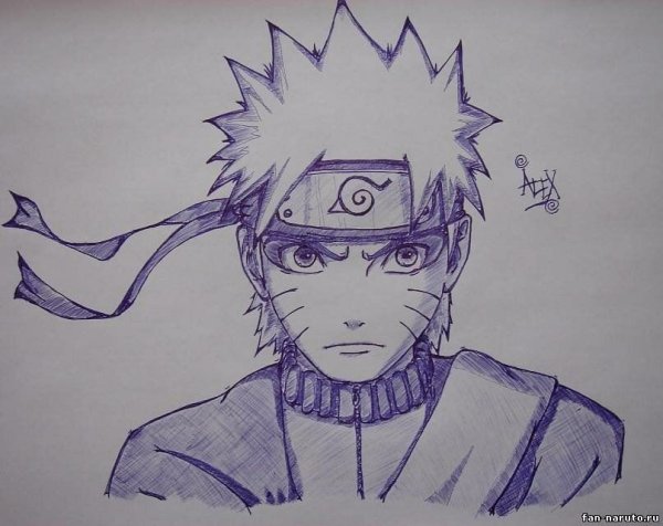 Аниме для срисовки Наруто Узумаки