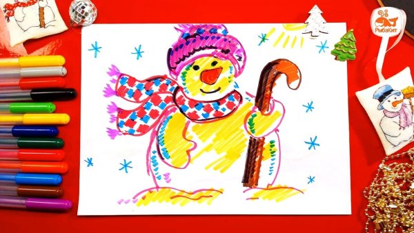 Новогодние рисунки фломастерами для детей
