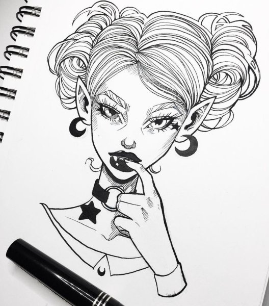 Рисунок девушки ручкой