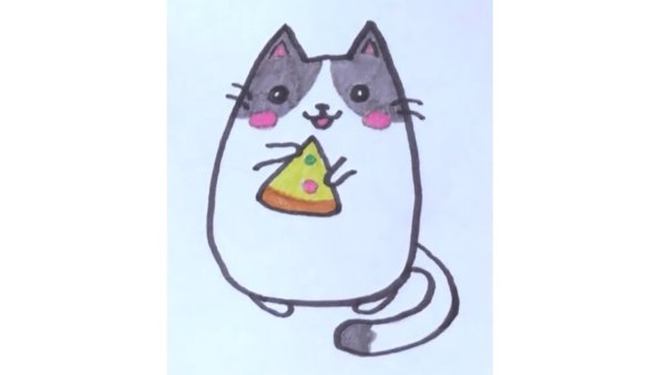 Рисунки фломастерами легкие котики