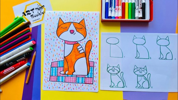 Рисование для детей маркерами котки