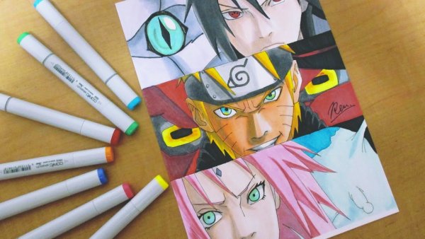 Наруто маркерами