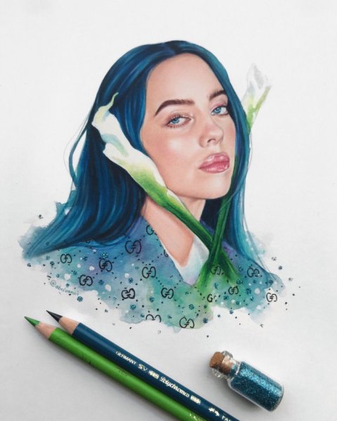 Билли Айлиш рисунок маркерами