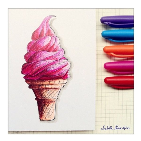 Мороженое цветными карандашами