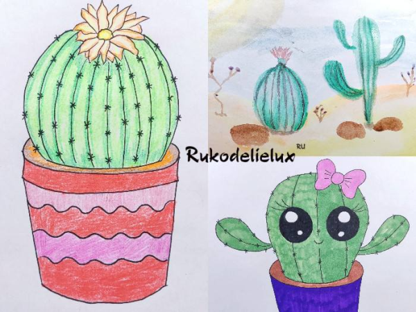 Кактус карандашом