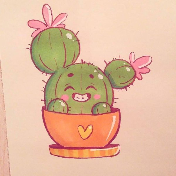 Милые кактусы для срисовки