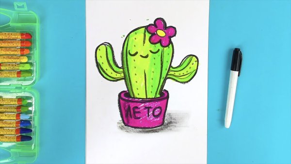 Рыба кит папа рисует Кактус