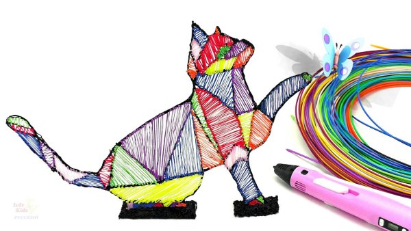 Кот 3d ручкой