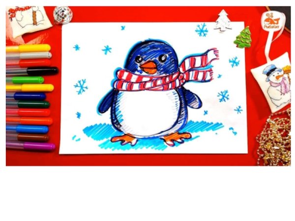Рисование фломастерами для детей Новогодняя