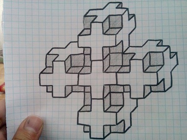 Рисунки по клеточкам чёрной ручкой