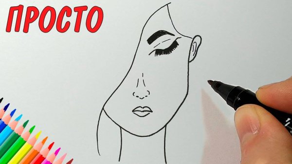 Котик фломастерами лёгкий