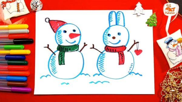 Рисунки на новый год фломастерами