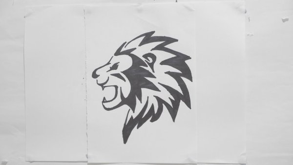 Лев маркером тату