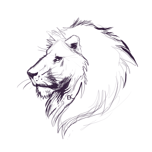 Лев в профиль тату