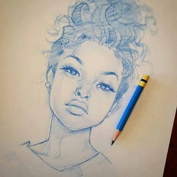 Портрет девушки ручкой