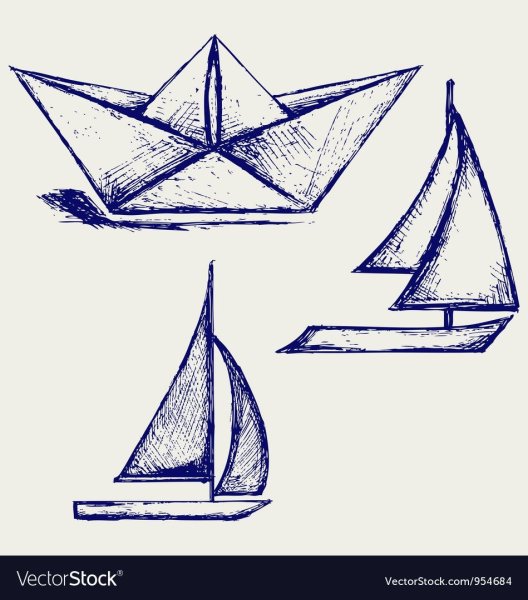 Бумажный кораблик рисунок