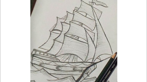 Корабль рисунок карандашом