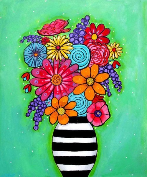 Цветы фломастерами для детей